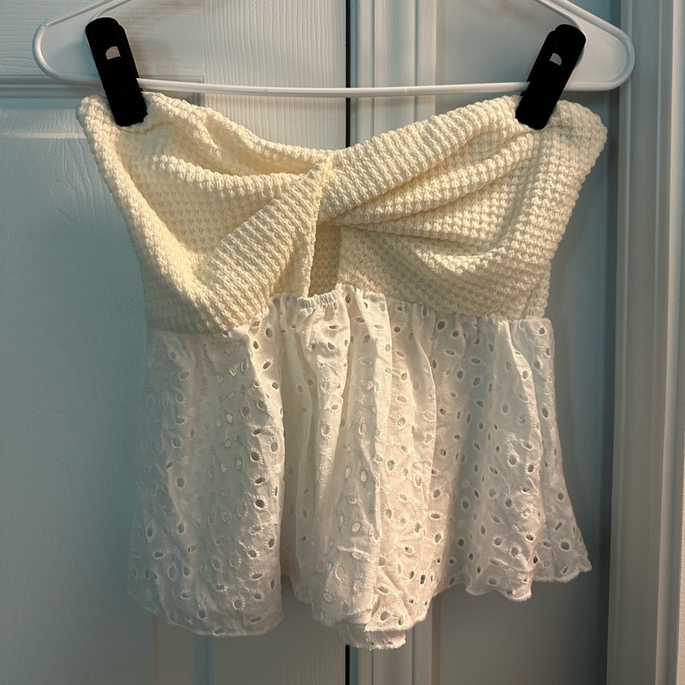 White and ivory strapless top